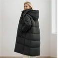 thumbnail image 4 of Povozer Women's Long Winter Coat Puffer Warm Jacket with Hood(Black,L), 4 of 4