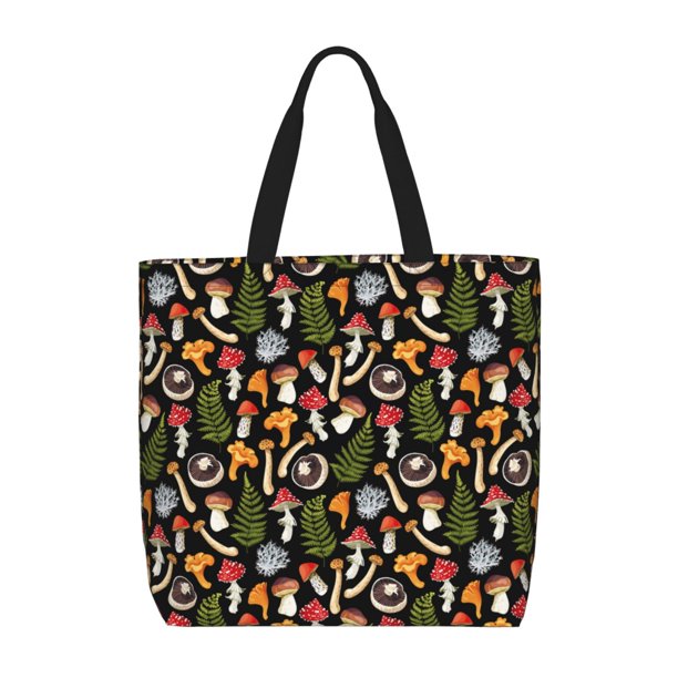 Fotbe Mushrooms Bolsa Tote con Estampado para Mujer, Bolsos con Cremallera, Bolsa de Hombro Casual de Gran Capacidad con Bolsillos Internos