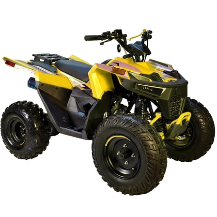 HHH 125cc ATV Quad 125cc ATV with Reverse, LED Lights, Big Wide Tires 4 Wheeler-Yellow