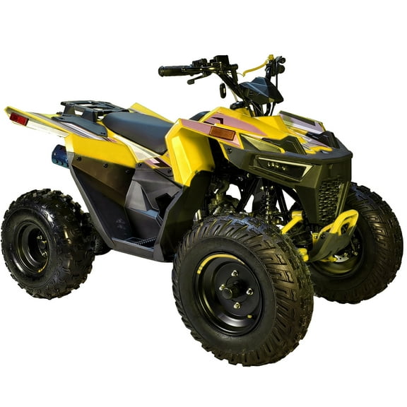 HHH 125cc ATV Quad 125cc ATV with Reverse, LED Lights, Big Wide Tires 4 Wheeler-Yellow