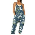 thumbnail image 2 of Dihao Jumpsuits for Women Plus Size Casual Style Lightweight Wide Leg Printing Suspenders Rompers Women's Loose Baggy Pocket Jumpsuit Fashion Playsuit Trousers Sling Overalls Daily Outfit, 2 of 6