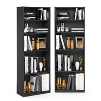 Furinno JAYA Set of 2 5-Tier Bookshelf with Adjustable Shelf in Black