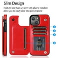 thumbnail image 2 of Apple iPhone 13 Wallet Case with Card Holder, Dteck PU Leather Kickstand Card Slots Case, Double Magnetic Clasp and Durable Shockproof Cover For iPhone 13,Red, 2 of 8