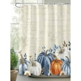 thumbnail image 2 of Retro Fall Thanksgiving Shower Curtain, Blue White Orange Boho Pumpkin Bathroom Decor Curtains Set with Hooks, Waterproof Fabric Home Accessories， Stall 36 X 78 Inch, 2 of 6