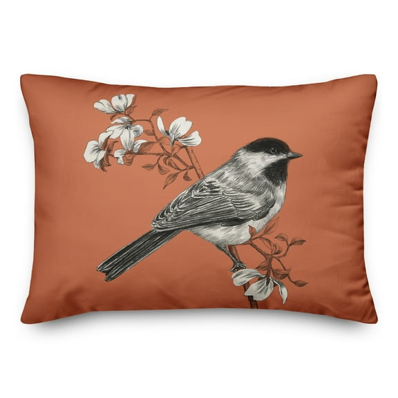Creative Products Orange Chickadee and Flowers 14x20 Indoor / Outdoor Pillow