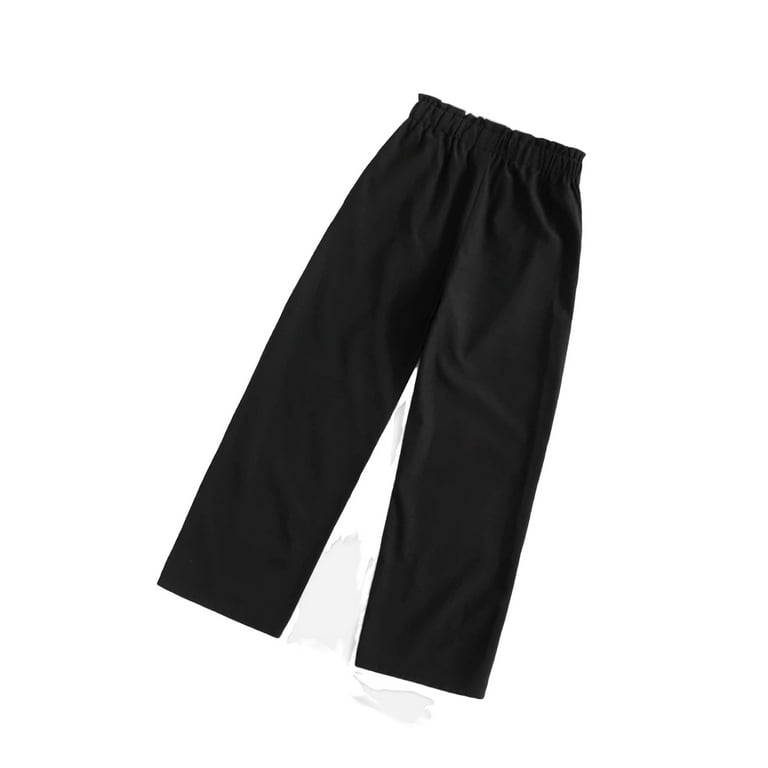 Casual Plain Wide Leg Black Girl s Pants Girl s