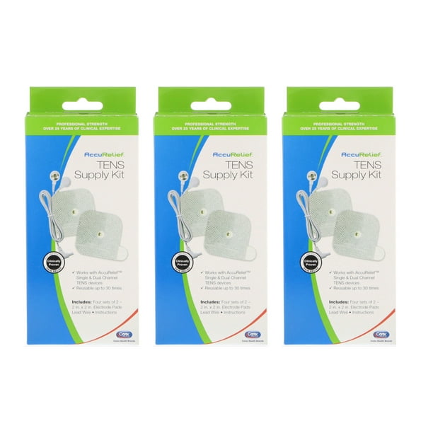 Carex TENS Supply Kit 12 Sets of 2 Electrode Pads AccuRelief 2in x