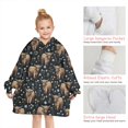 thumbnail image 6 of Black Highland Cow Flower Pattern Blanket Hoodies for Kids 6-13YR Oversize Wearable Blanket Hoodies for Boys Girls Teens, 6 of 7