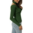 thumbnail image 4 of INSPIRE CHIC Women's Long Sleeve V Neck Chocker Slim Fit Sweater Tops, 4 of 6