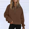 thumbnail image 2 of NOLDARES Womens Oversized Sweatshirts Fall Fashion Hoodies Half Zip Pullover Long Sleeve Shirts Clothes Outfits(Z2-Brown,XL), 2 of 5