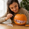 thumbnail image 3 of YAMB Halloween Pumpkin Teeth Decor Kit, Mini Fangs and Flat Teeth, Reusable Pin-In Design, For Pumpkin Carving and Party Craft, 1.6 Inch, 3 of 7