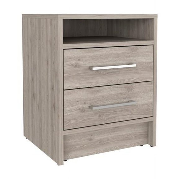 20 in. Two Drawer Faux Wood Nightstand, Gray