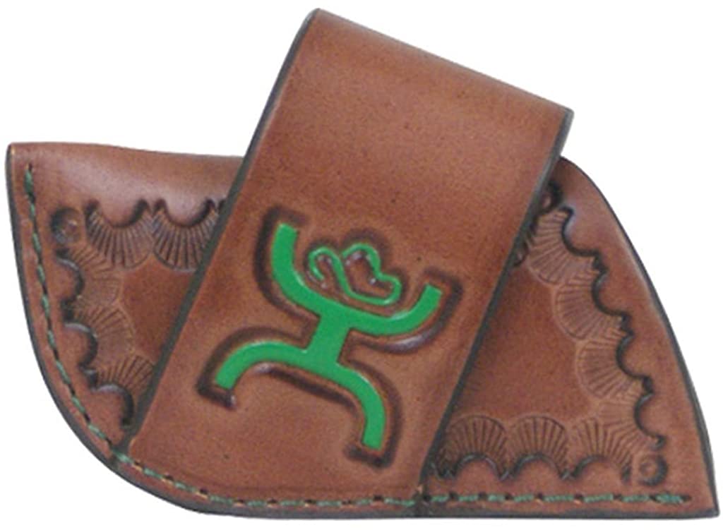 Hooey Side Draw Signature Logo Leather Knife Sheath (Brown / Green