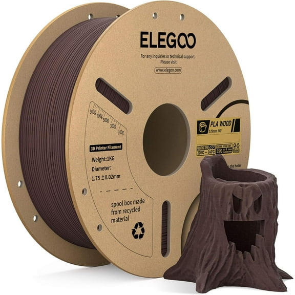 Wood PLA Filament 1.75mm Rosewood 1KG, Real Wood Flour Added 3D Printer Filament, 1kg Spool(2.2lbs) Fits for Most FDM 3D Printers