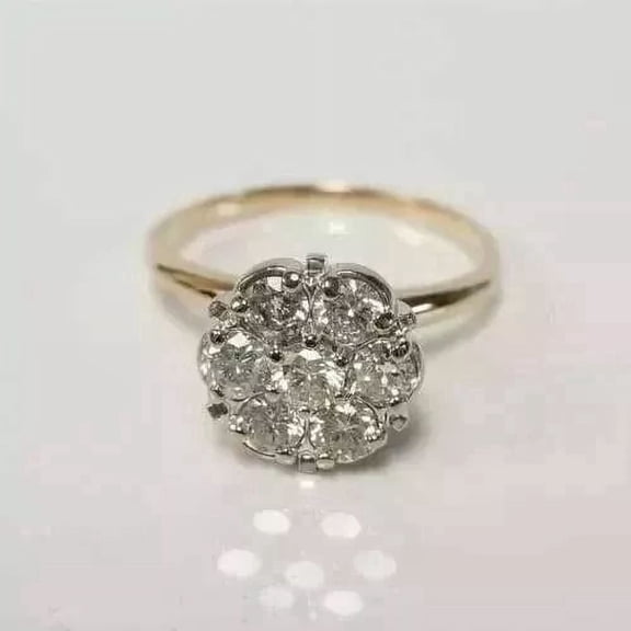 2CT Round Cut Lab Created Diamond Cluster Engagement Ring 14K Yellow Gold Finish