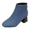 thumbnail image 1 of NECHOLOGY Botas Mujer Zapatos Botines para mujer Botas de tela de tacón grueso y ligero de tamaño, nuevas botas de vaquero para mujer, botas individuales con borde para mujer (Blue, 7), 1 of 7