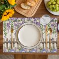 thumbnail image 4 of Spring Purple Flowers Placemats Set of 4, Farmhouse Leaves Fences Burlap Placemats for Dining Table, Place Mats for Kitchen Tabletop, Waterproof Wipeable Dining Table Mats Set, 4 of 9