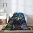 thumbnail image 2 of Throw Blanket for Couch Sofa and Bed, Ocean Coral Turtle Super Soft Plush Throw Blanket, Fuzzy Cuteness Comfy Warm Washable Flannel Blanket & Throws for All Season 60"x50", 2 of 5