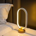 thumbnail image 4 of Lámpara de escritorio moderna Lámpara de mesa de madera LED, luz nocturna junto a la cama del dormitorio, iluminación LED regulable, decoración creativa del hogar, regalo único para calentar, 4 of 5
