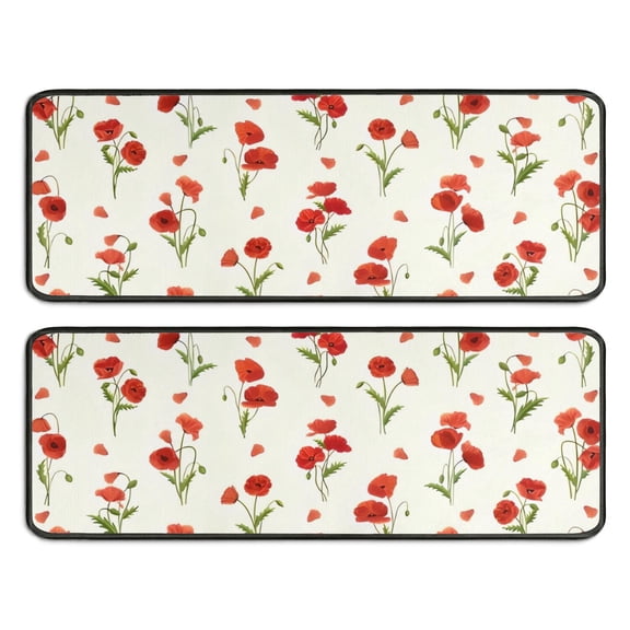 Kitchen Rugs Sets Of 2,Pioneer Flower Floral Print Pattern Anti Fatigue Kitchen Mat Rugs Non Slip Washable,Decorative Kitchen Floor Mats for Kitchen,Sink,Laundry,17"x47" 17"x47"