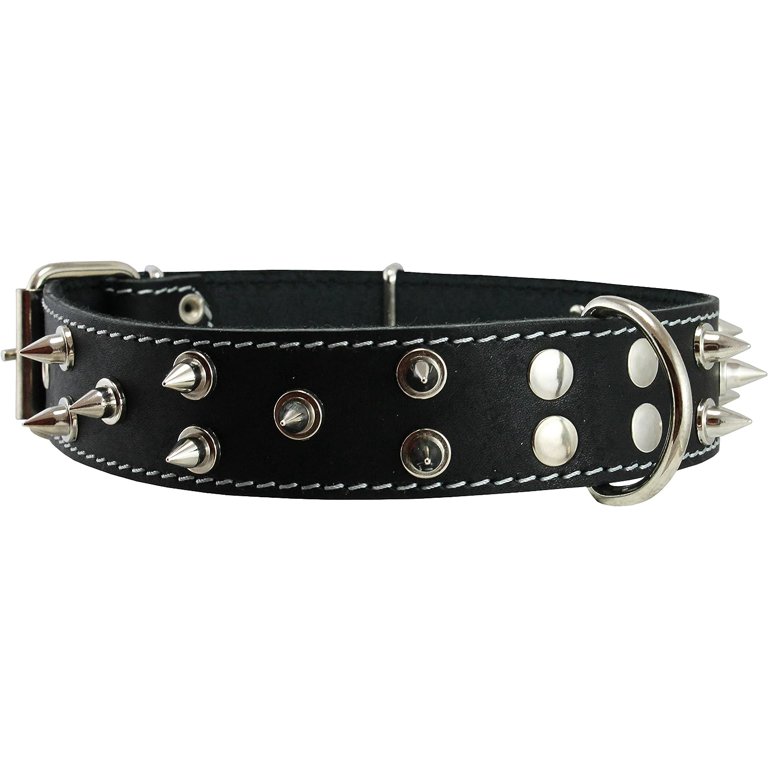 Black Leather w 3 Silver Spikes