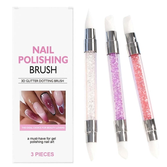 Nail Art Pens,Silicone Nail Tools,Silicone Double-Ended Nail Art Pen Dotting Tool and Cuticle Pusher Reusable Manicure Brush for Gel Polish UV Builder Nail Design Salon DIY(3pcs/Set)