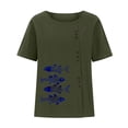 thumbnail image 4 of Teissuly Women Casual Cotton And Linen Top Ocean Fish Printed Short Sleeve Button Tunic T-shirt Blouse Tops, 4 of 4