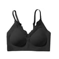 thumbnail image 2 of Ytndtr Wireless No Underwire Bra for Women V-Neck Lace Trim Supportive Seamless Bra Comfortable Tshirt Bralette, 2 of 6