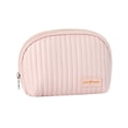thumbnail image 1 of Simple Outdoor Toiletry Bag Cream Color Zipper Wash Pouch Female Travel Bath Storage Storage Bag Makeup Case PU Cosmetic Bag PINK, 1 of 8