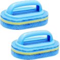 thumbnail image 1 of Cepillo de limpieza, esponja de limpieza de baño, esponja de limpieza de cocina, bañera, inodoro, pared, piso, azulejo, cepillo de limpieza con mango (azul) (2 piezas), 1 of 5