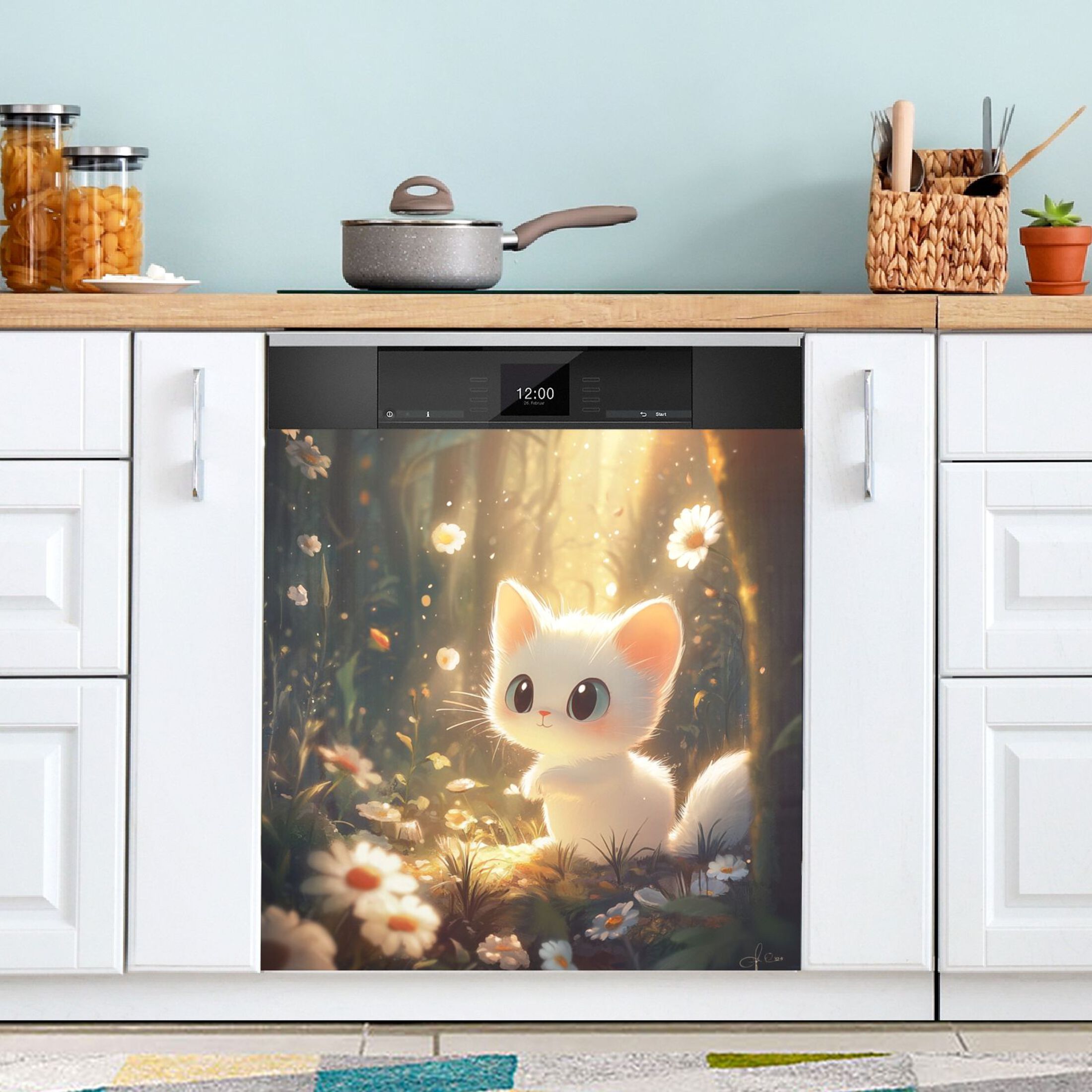 Dishwasher Magnetic Sticker 23x26 Inch Refrigerator Magnetic Sticker Washing Machine Magnetic Sticker Kitchen Panel Magnetic Sticker Home Decor Super Cool Kitten