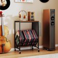 thumbnail image 4 of Costway Record Player Stand with Vinyl Record Storage & Side Storage Pouch, Swivel Wheels Brown, 4 of 10