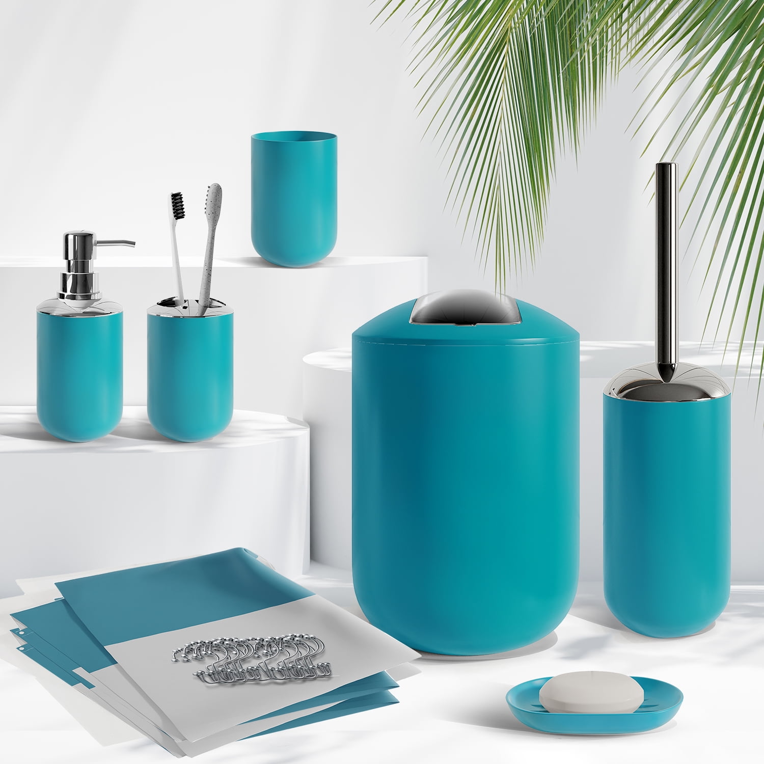 Hearth & Harbor 20 Piece Bathroom Accessories Set, Teal Blue Bathroom Decor Set