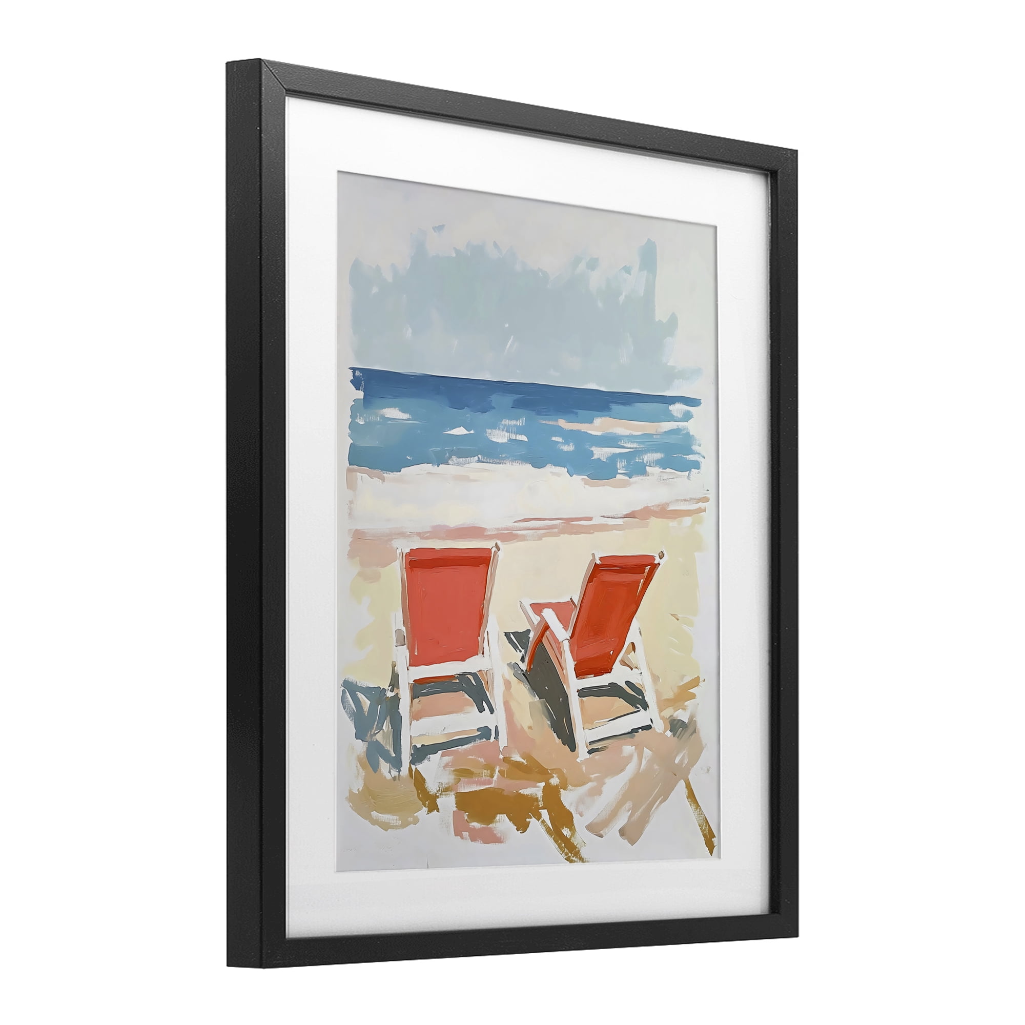 Stupell Industries Two Sunlit Beach Chairs Black Framed Print Under Glass, design by The Prints Vibe