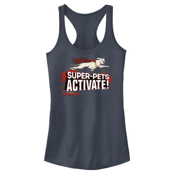 Junior's DC League of Super-Pets Krypto Super-Pets Activate  Racerback Tank Top Indigo Large