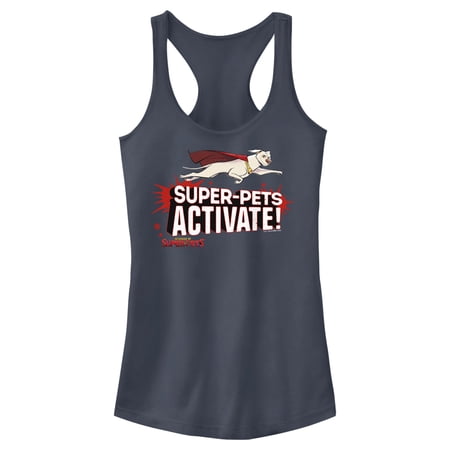 Junior's DC League of Super-Pets Krypto Super-Pets Activate Racerback Tank Top Indigo Large