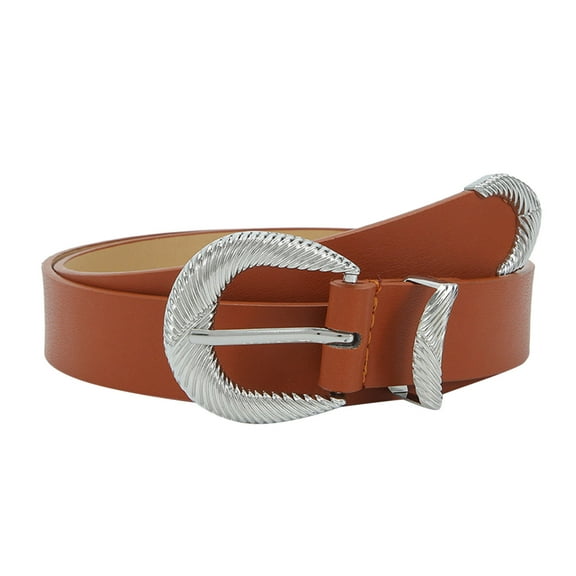 Prolriy Belts for Women Leather Belt Fashion Dress Belt with Single Prong Buckle Womens Belt Brown