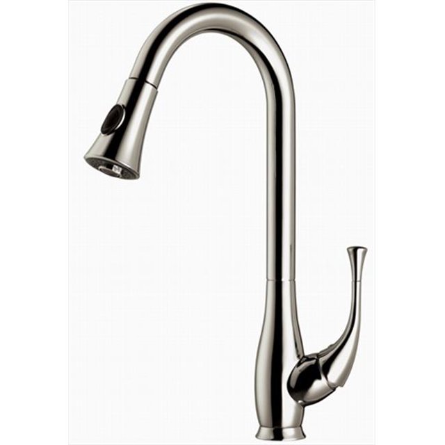 Dawn Kitchen AB50 3091BN Robinet de Cuisine à Levier Unique en Nickel Brossé avec Pulvérisateur Rétractable à Bouton-Poussoir