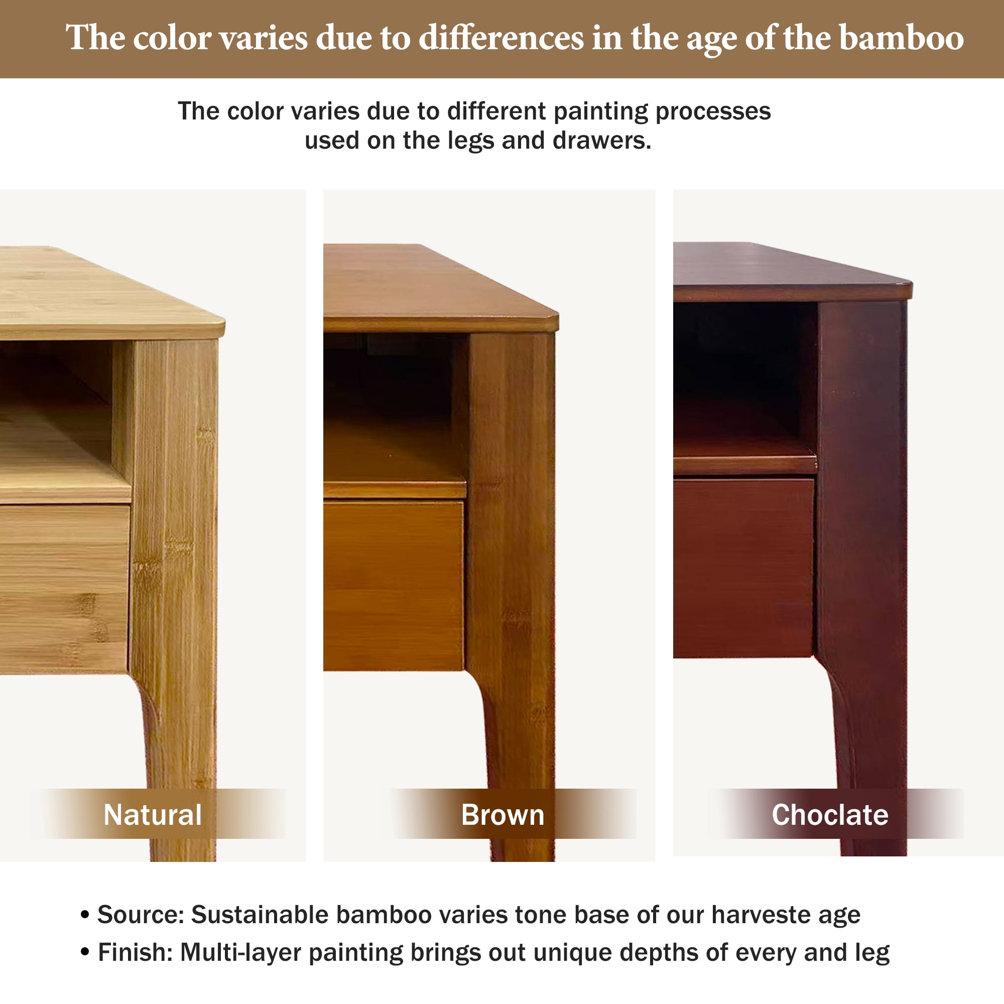 Euroco Mid-Century Modern Nightstand with Drawer, 22.5" Tall Bamboo Wood Bedside Table End Table with Open Shelf for Bedroom, Living Room,Brown