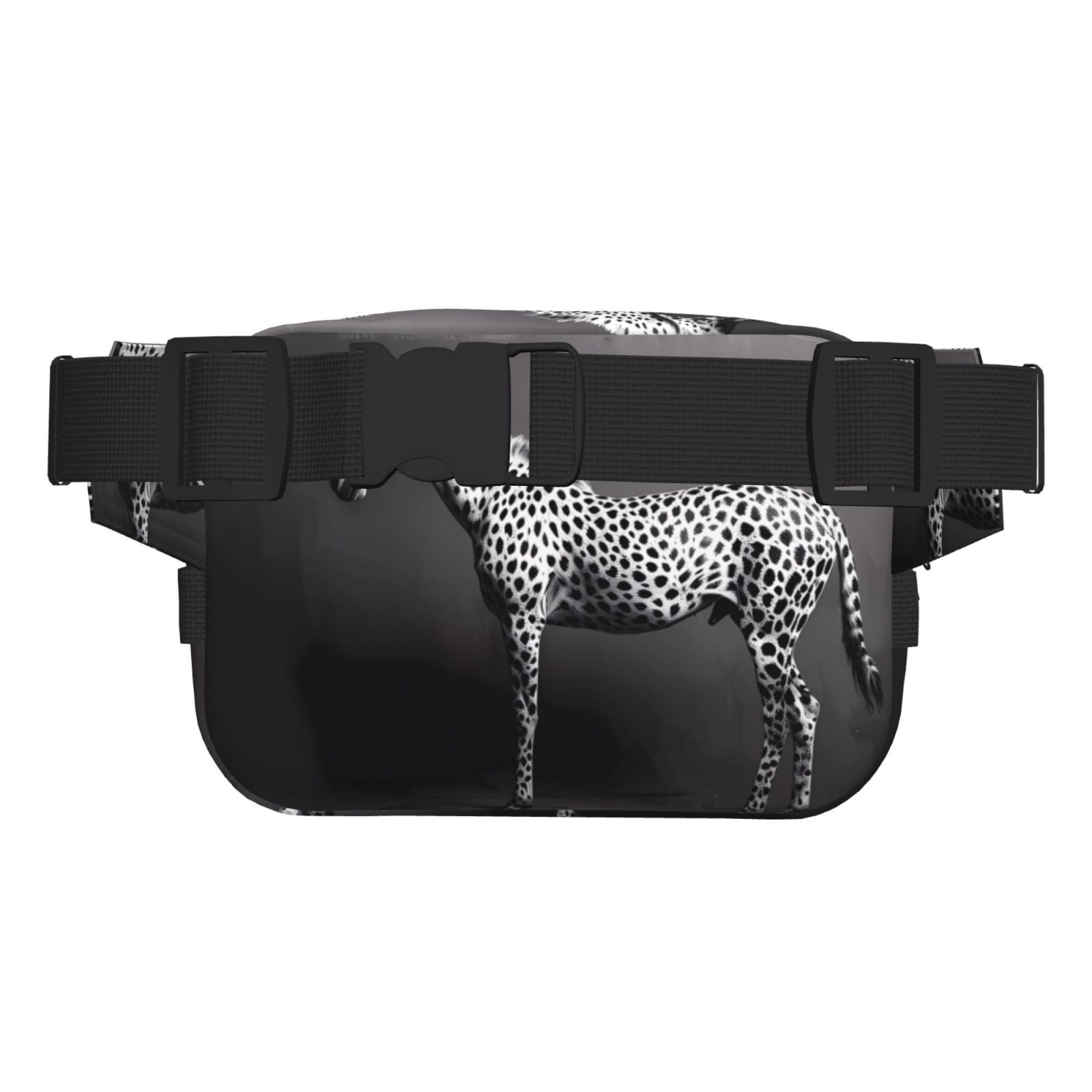 Picia Monochrome Leopard Horse Print Square Double-Layer Waist Bag Mini Adjustable Waist Belt Bag Exercise Running Travel Hiking