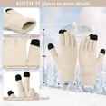 thumbnail image 2 of KOITHOT 3 Pieces Women Winter Beanie Hat Gloves Scarf Set, Soft Warm Thick Touch Screen Knitted Beige, 2 of 7