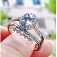 thumbnail image 3 of 2PCS/Set Women Vintage Oval Cut Natural Aquamarine Ring Set Size 5-12, 3 of 3