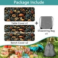 thumbnail image 3 of Picnic Table Cover with Bench Covers and Bag, Summer Outdoor Waterproof Windproof Tablecloth with Elastic Edges, Camping Accessories RV Gear Campers 3 Pcs Set, Black Mushroom, 30X72 in, 3 of 8