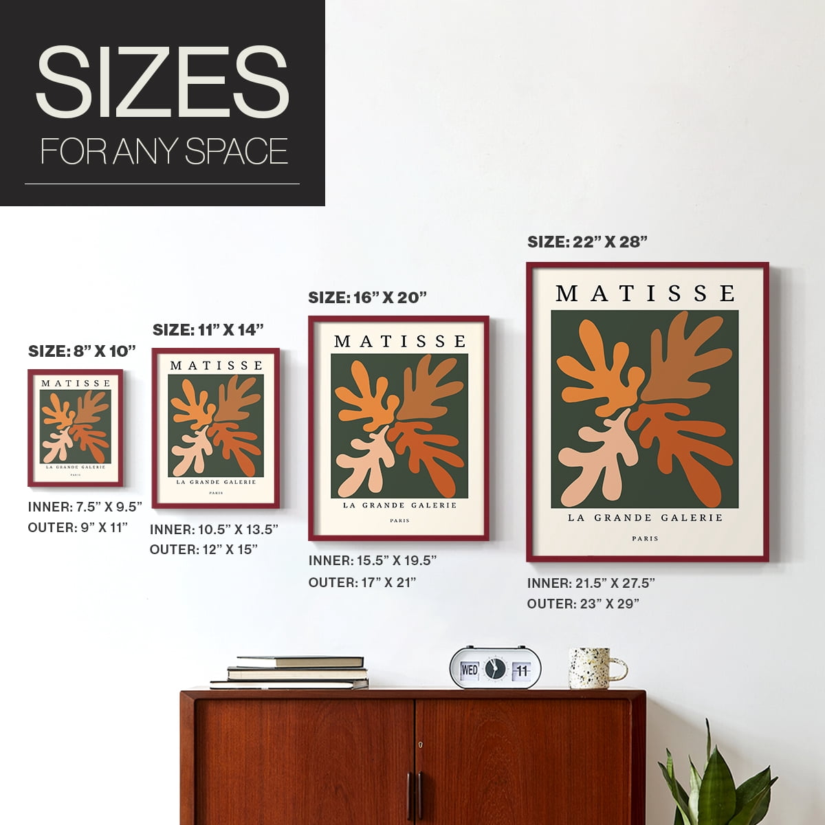 Matisse CCCLXXXV in Red Solid Wood 22 x 28 Framed Print