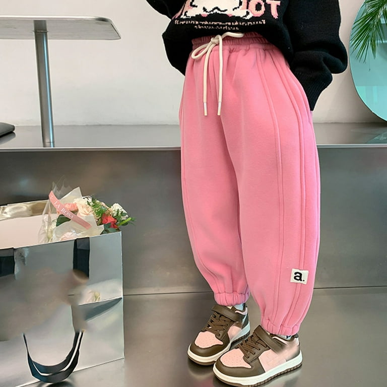 KaLI_store Sweatpants for Girls Girls Joggers Sweatpants Kids Cargo Loose  High Waisted Pants with Pockets,Pink