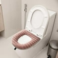 thumbnail image 4 of Soft Plush Toilet Seat Cover with Zipper Thicker Warmer Stretchable Toilet Seat Cover Pads for Bathroom Easy Cleaning and Comfort During Colder Months(Pink), 4 of 5