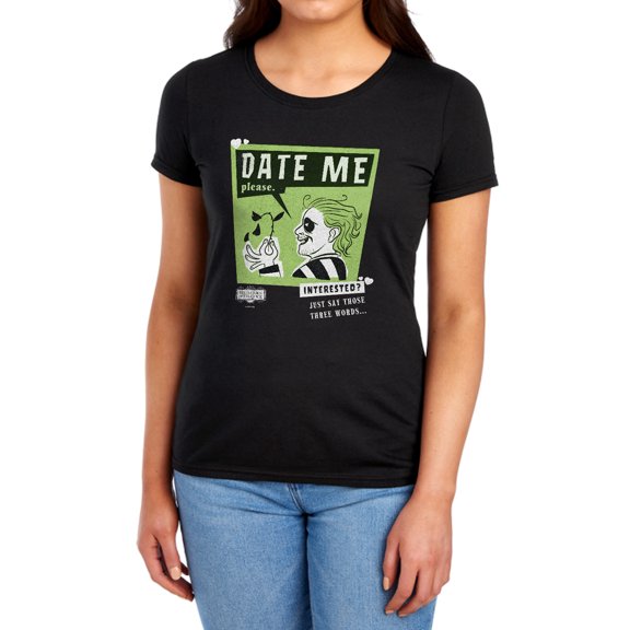 Beetlejuice Beetlejuice Date Me Women's T Shirt, Black, Medium