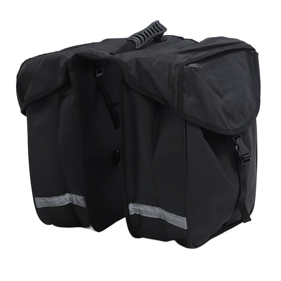 Double Side Saddle Bag, Bike Rear Bag Reflective Strips Oxford Cloth 34L Waterproof for Night Cycling