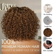 Luvme Brown Highlight Natural Black Blonde Highlight Deep Curly Glueless 5x5 Closure Pre-Cut Lace Wig Breathable Cap 12