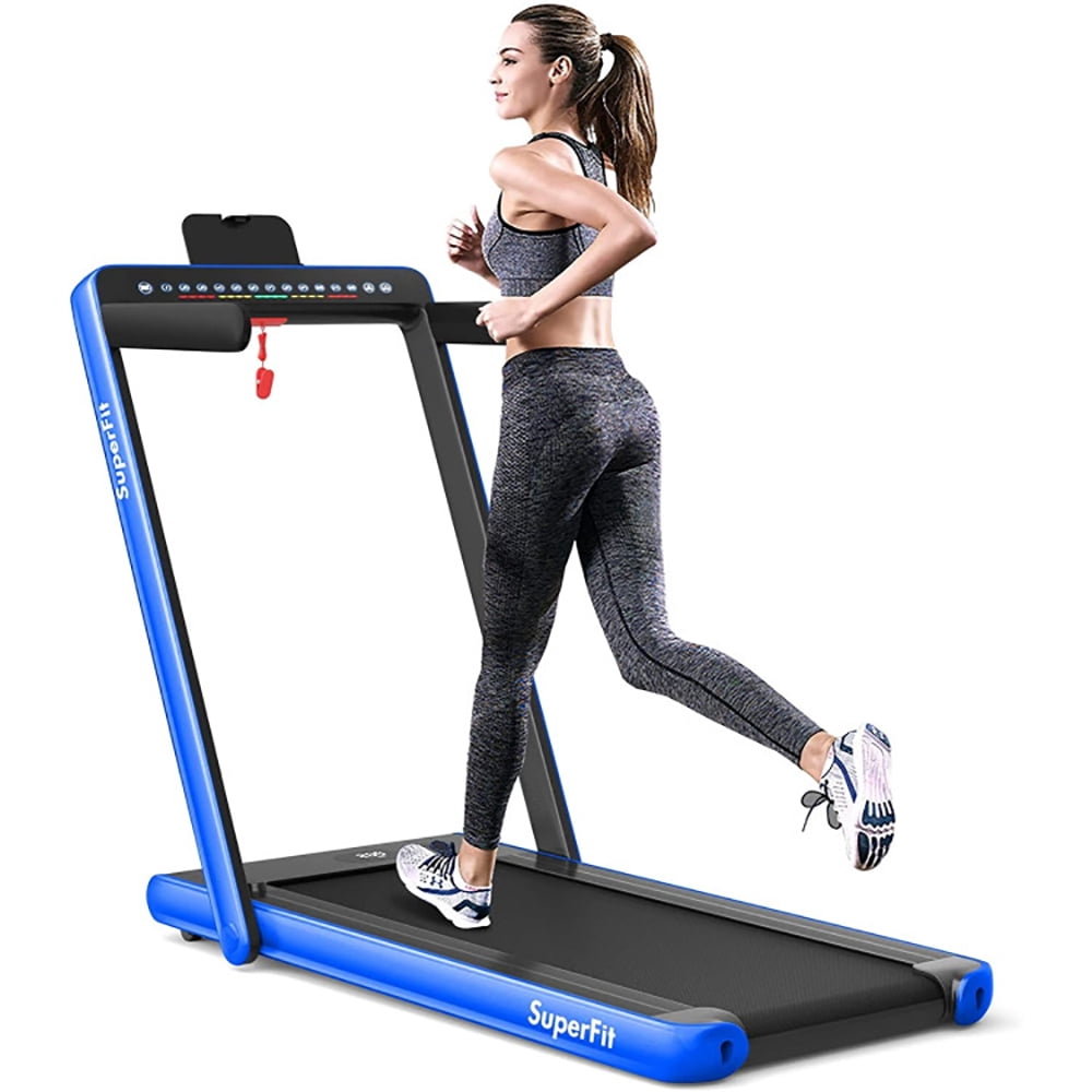 Yardi Yard 2-in-1 Electric Motorized Health and Fitness Folding Treadmill with Dual Display-Blue, Treadmill for Walking & Running